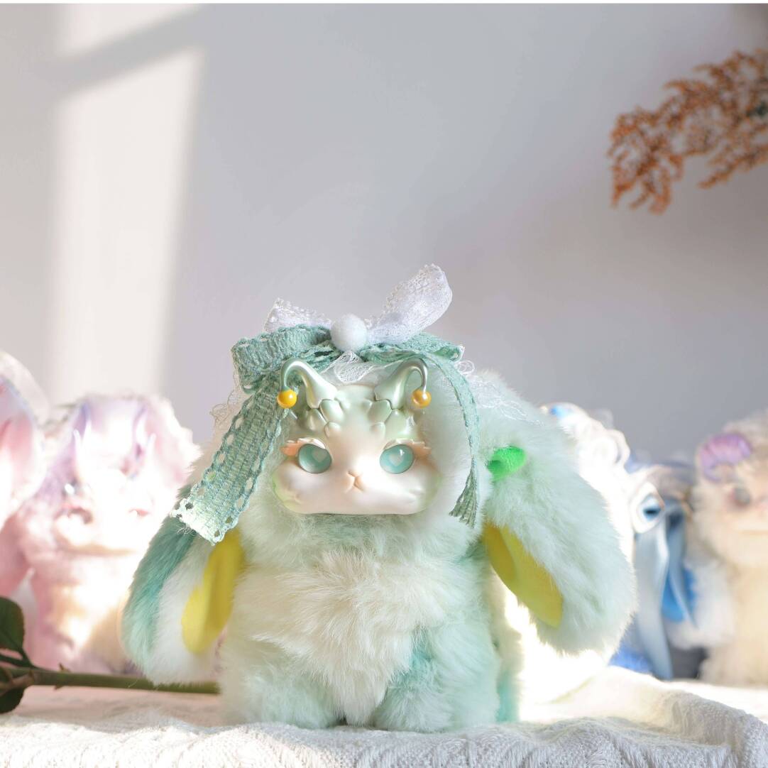 Bunny Dragon Forest Tea Party Series Plush Blind Box Collectible | Approx. 20cm | PVC Face & Soft Fur Design | 6 Regular + 1 Secret | Christmas & Birthday Gift Desktop Decor | Official Authentic