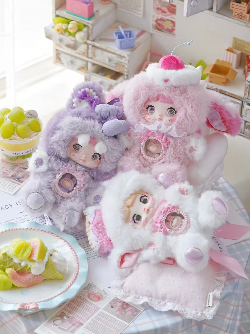 Nommi Sweet Bite Series Kawaii Plush Doll | Dessert-Themed Blind Box Collectible Plush with Movable Eyes & Mini Doll