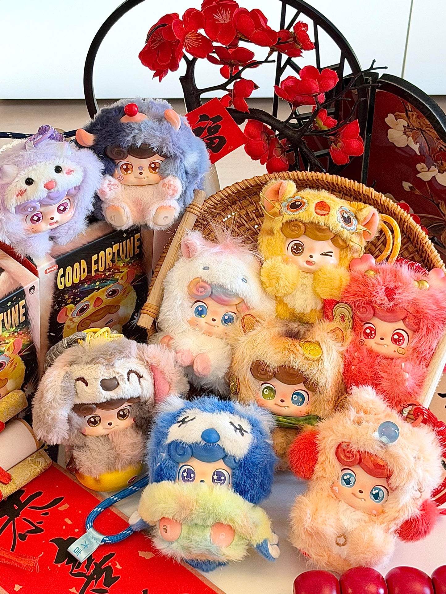 Q Baby Good Fortune Series Designer Blind Box | Lucky Creature Plush & Soft Vinyl Design | Cute Desk Display Collectible | 9 Regular + 1 Small Secret + 1 Large Secret | 1 Random | Official Authentic | Perfect for Christmas & Birthday Gifts