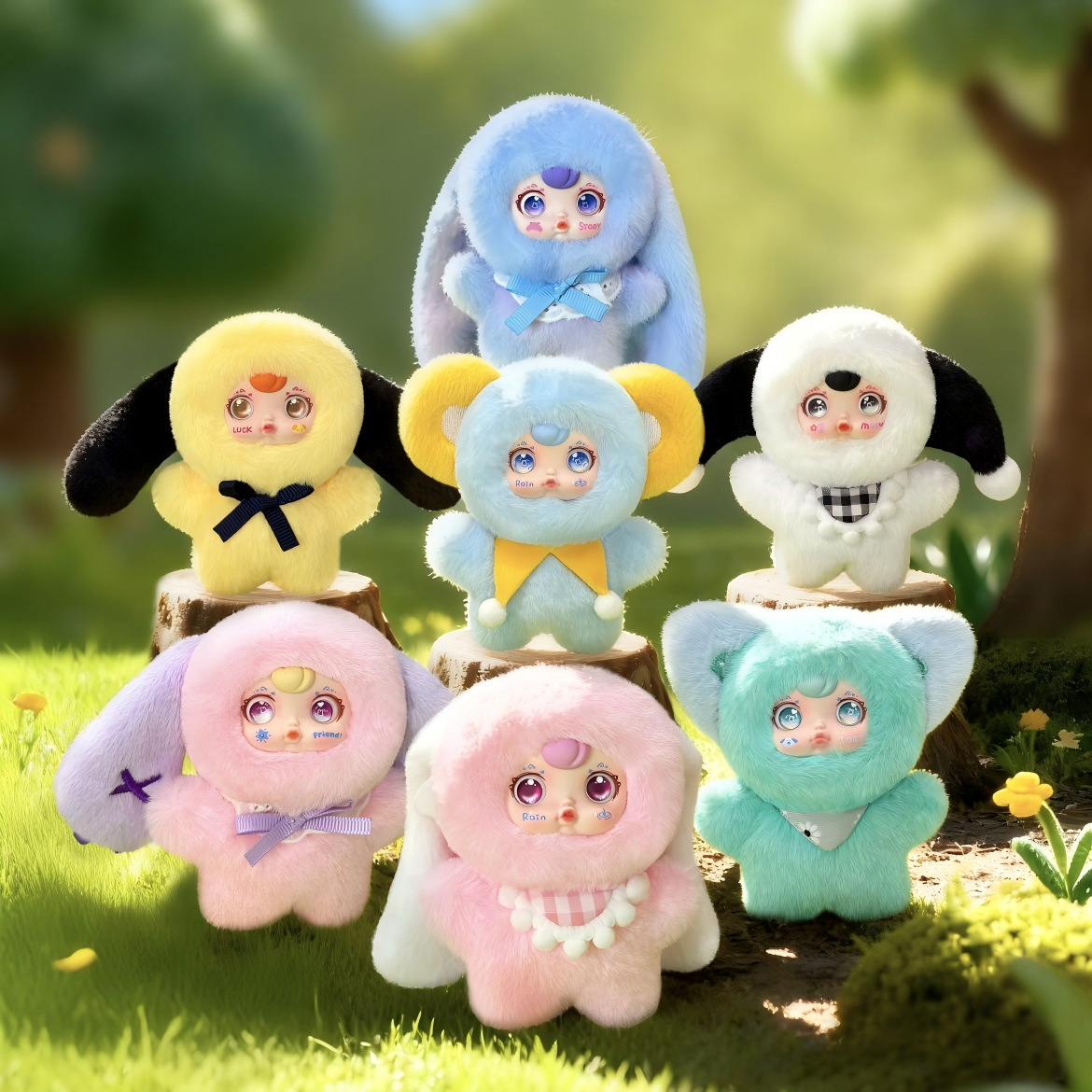 Yumi Furry Fairy Town Plush Keychain Blind Box | Soft Furry Texture & Pastel Design | Bag Charm or Desk Decor | 6 Styles + 1 Secret | 1 Random Piece