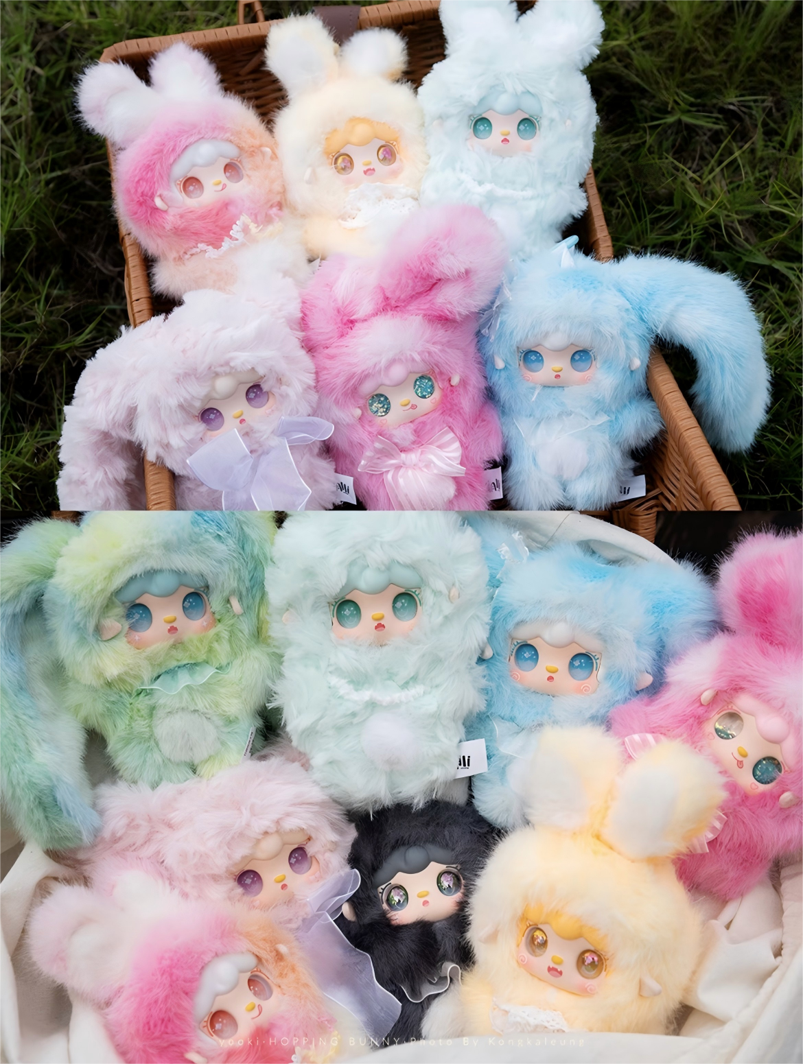 YOOKI Jumping Bunny Plush Blind Box – 13–14cm Gradient Plush Keychain, Random 1 of 10 Designs