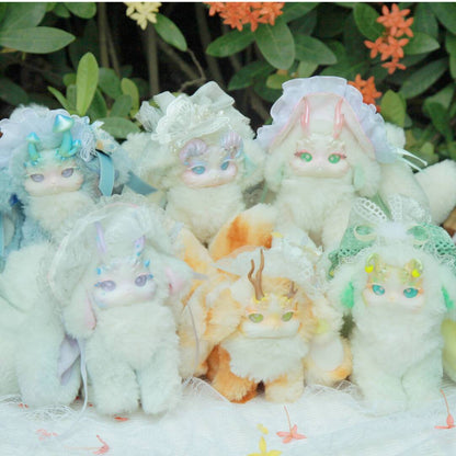 Bunny Dragon Forest Tea Party Series Plush Blind Box Collectible | Approx. 20cm | PVC Face & Soft Fur Design | 6 Regular + 1 Secret | Christmas & Birthday Gift Desktop Decor | Official Authentic