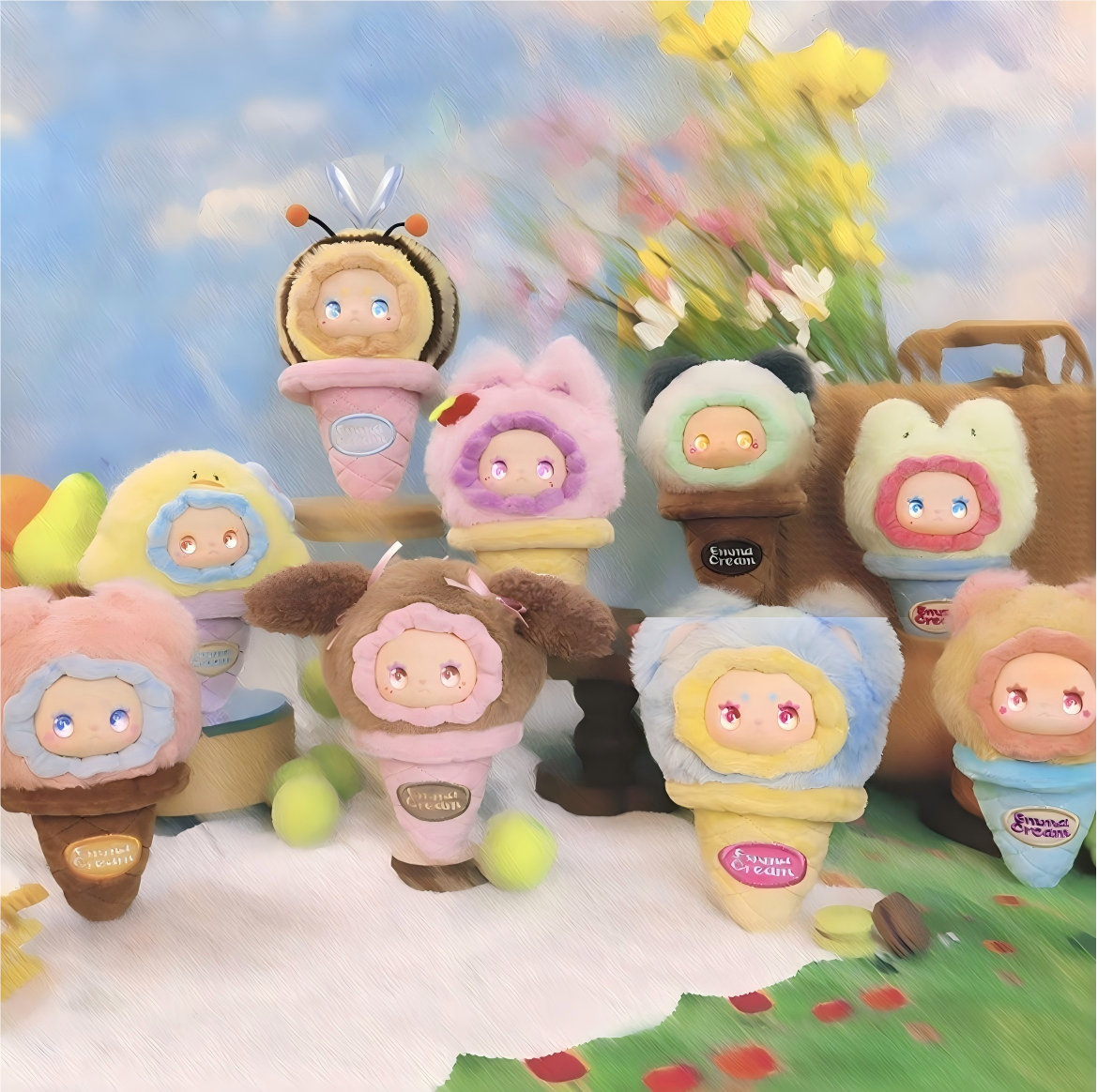 LOVELY EMMA Ice Cream Ball Series Blind Box — Official Authentic Designer Toy, Plush Ice Cream Character, 8 Regular + 1 Secret (1:96), Approx. 12cm, Collectible Desk Display Gift