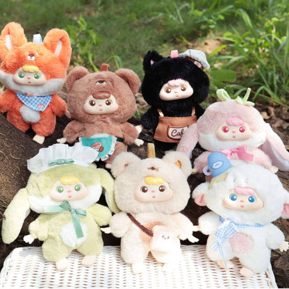 Miyee Official Animal Cafe Series Blind Box Figure｜PVC & Plush Collectible Toy｜16cm Cute Mascot｜6 Designs + 1 Secret (1/96) Random｜Desk Decor & Collection｜Perfect Christmas & Birthday Gift