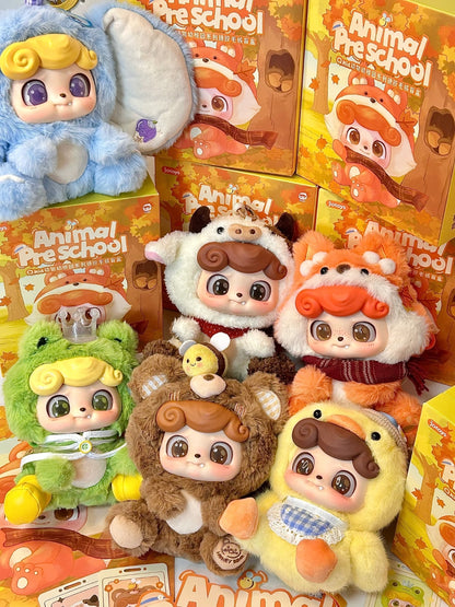 Q.kid Animal Preschool Series Blind Box Figures | Cute Animal Characters with Plush Design | 6 Regular Designs + 1 Secret Edition | Official Authentic Collectible Toy for Christmas & Birthday Gifts, Desk Display
