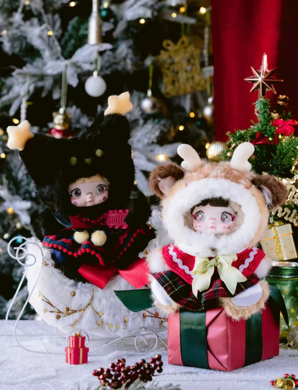 Nommi “Magical Christmas Night” Plush Doll | 20–24cm Soft Holiday Plush with 3 Interchangeable Eye Parts | Cozy Designer Gift