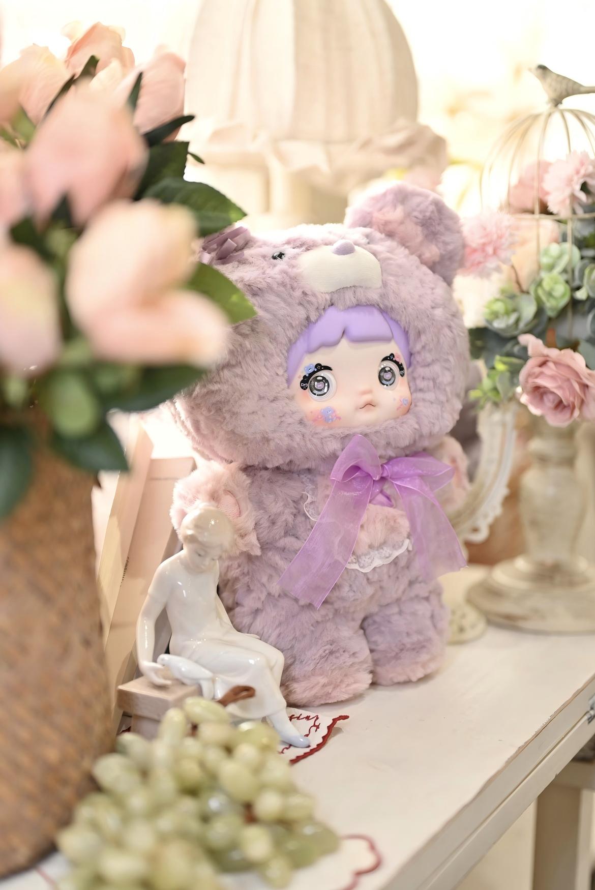 Nommi Sleepy Bear 400% Big Size Poseable Frame Plush Blind Box Collection｜8 Types + Secret｜Pajamas & Sleep Mask Included｜Cute Animal Pajamas｜Random 1 Item