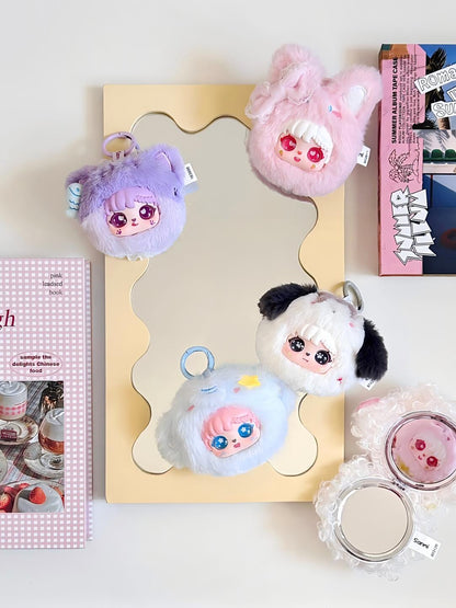 Sanmi Mini Animal Makeup Mirror Blind Box Series | Cute Fluffy Animal Designs | 6 Regular + 1 Secret | Official Licensed | Desk Decor & Portable Mirror | Gift & Collectible