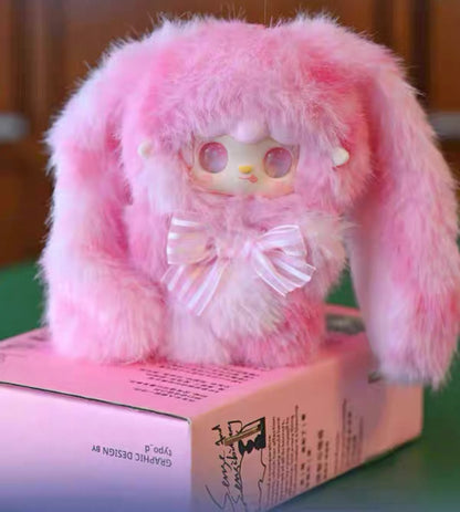 YOOKI Jumping Bunny Plush Blind Box – 13–14cm Gradient Plush Keychain, Random 1 of 10 Designs