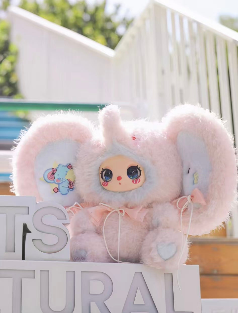 LIILA 600% Large Plush Elephant & Bunny V3 – 36cm Shiny Silver Thread Designer Plush | Blind Box Collectible