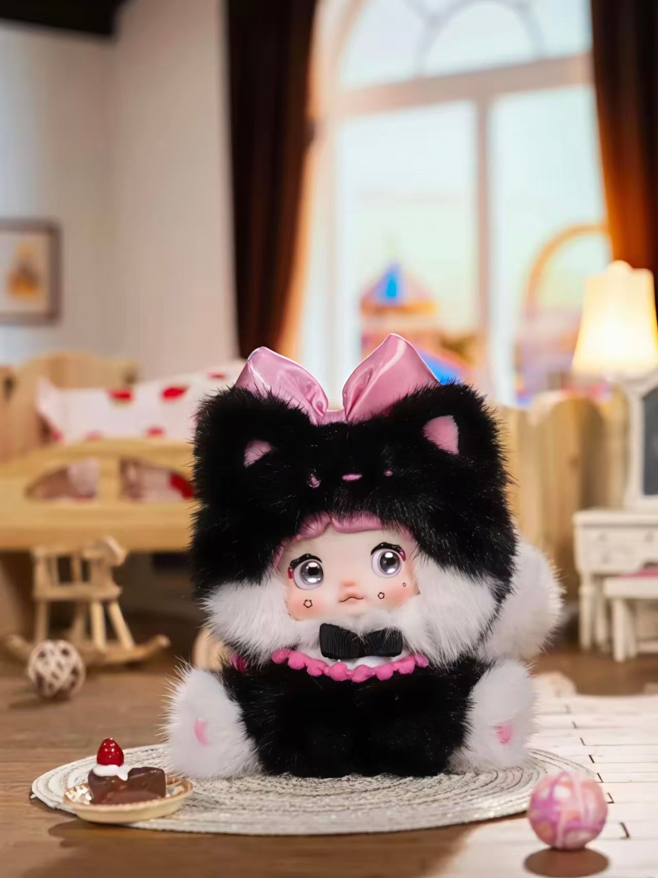 Nommi Sitting Zoo Plush Keychain Blind Box | 14cm Fluffy Mascot with 360° Rotating Eyes, Designer Bag Charm (6 Designs + 1 Secret)