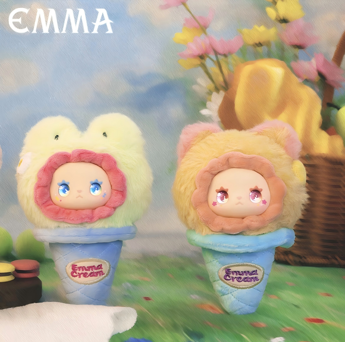 LOVELY EMMA Ice Cream Ball Series Blind Box — Official Authentic Designer Toy, Plush Ice Cream Character, 8 Regular + 1 Secret (1:96), Approx. 12cm, Collectible Desk Display Gift