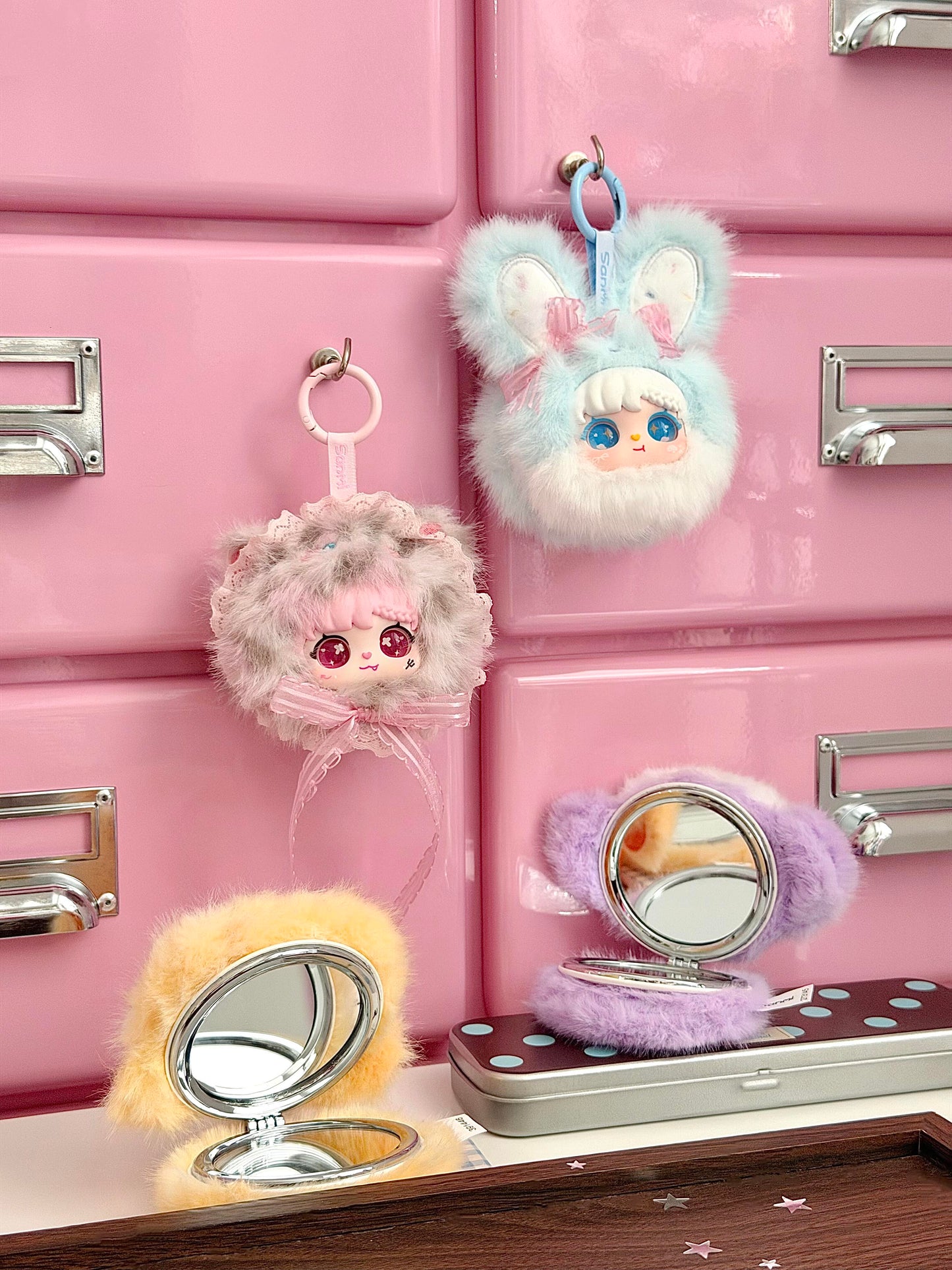 Sanmi Goddess Animal Compact Mirror Collection | Official Authentic | Plush Mini Animal Mirror Blind Box (6 Regular + 1 Secret) | Gift & Collectible
