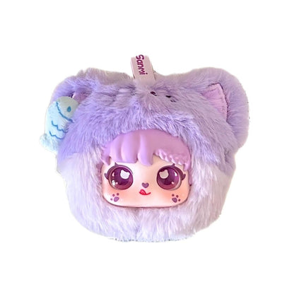 Sanmi Mini Animal Makeup Mirror Blind Box Series | Cute Fluffy Animal Designs | 6 Regular + 1 Secret | Official Licensed | Desk Decor & Portable Mirror | Gift & Collectible