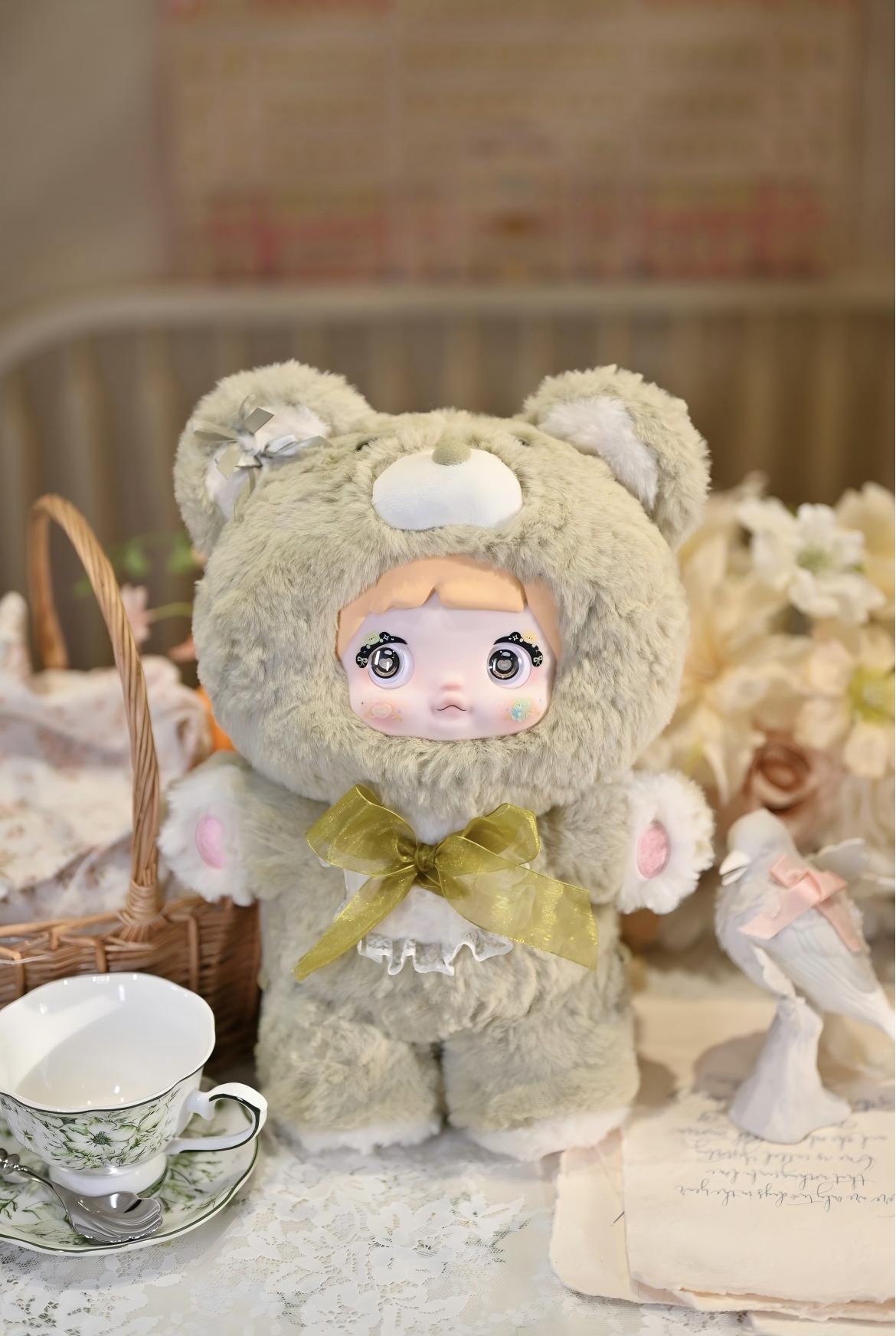 Nommi Sleepy Bear 400% Big Size Poseable Frame Plush Blind Box Collection｜8 Types + Secret｜Pajamas & Sleep Mask Included｜Cute Animal Pajamas｜Random 1 Item