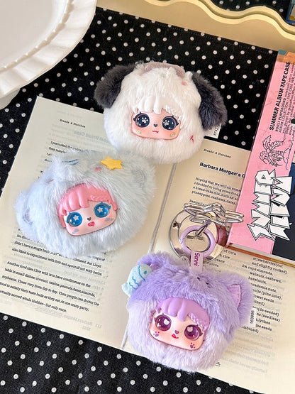 Sanmi Mini Animal Makeup Mirror Blind Box Series | Cute Fluffy Animal Designs | 6 Regular + 1 Secret | Official Licensed | Desk Decor & Portable Mirror | Gift & Collectible