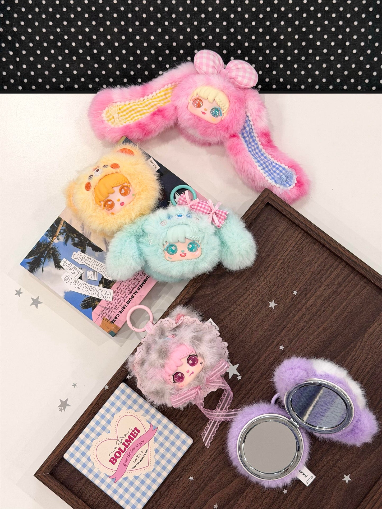 Sanmi Goddess Animal Compact Mirror Collection | Official Authentic | Plush Mini Animal Mirror Blind Box (6 Regular + 1 Secret) | Gift & Collectible