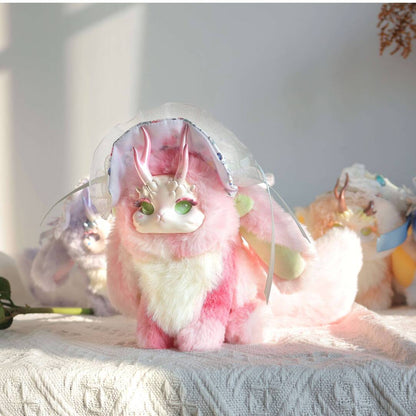 Bunny Dragon Forest Tea Party Series Plush Blind Box Collectible | Approx. 20cm | PVC Face & Soft Fur Design | 6 Regular + 1 Secret | Christmas & Birthday Gift Desktop Decor | Official Authentic