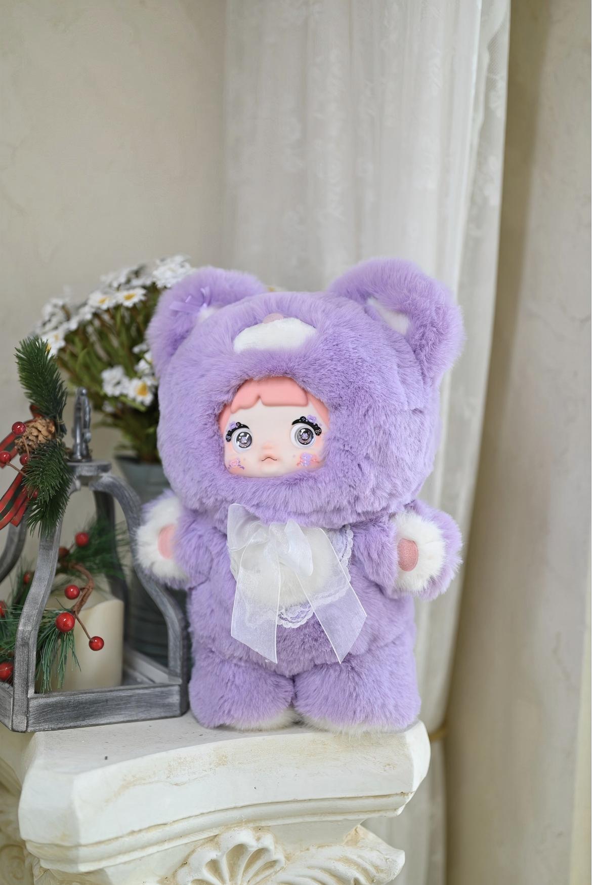 Nommi Sleepy Bear 400% Big Size Poseable Frame Plush Blind Box Collection｜8 Types + Secret｜Pajamas & Sleep Mask Included｜Cute Animal Pajamas｜Random 1 Item