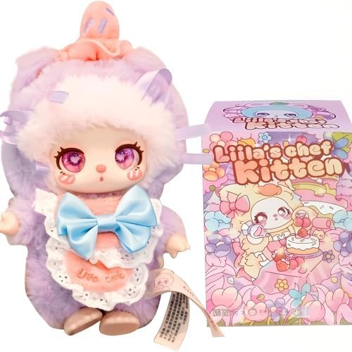 日本国内送料無料｜Liila toys 第4代 スイーツテーマの可愛い小猫｜正規品 スイーツシェフ風×ふわふわ蓬松デザイン＆大きなリボー付き｜全7種（シークレット1種含む） (6個装端盒)