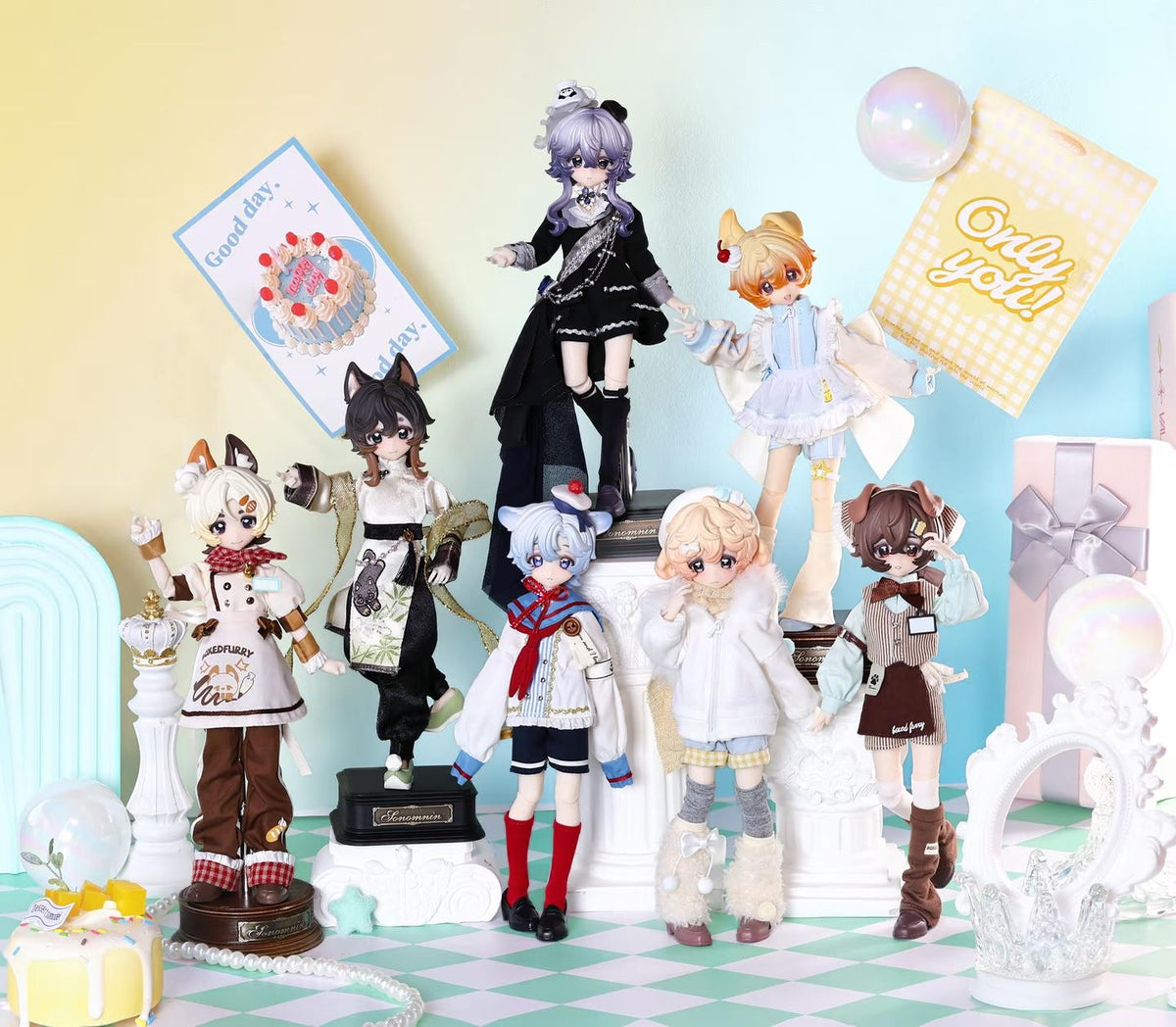 箱入りファーシリーズ BJD ブラインドドール 1/8スケール 約20cm 全身可動 着せ替え人形（ランダム1体）