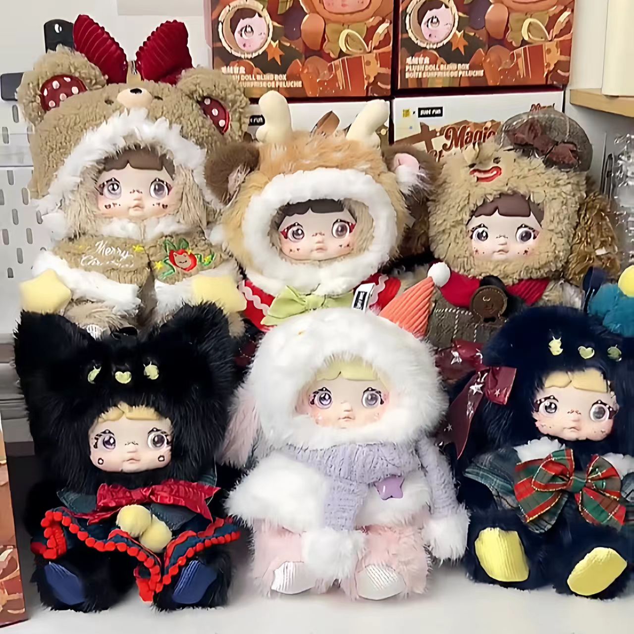 Nommi “Magical Christmas Night” Plush Doll | 20–24cm Soft Holiday Plush with 3 Interchangeable Eye Parts | Cozy Designer Gift