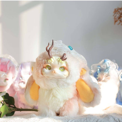 Bunny Dragon Forest Tea Party Series Plush Blind Box Collectible | Approx. 20cm | PVC Face & Soft Fur Design | 6 Regular + 1 Secret | Christmas & Birthday Gift Desktop Decor | Official Authentic