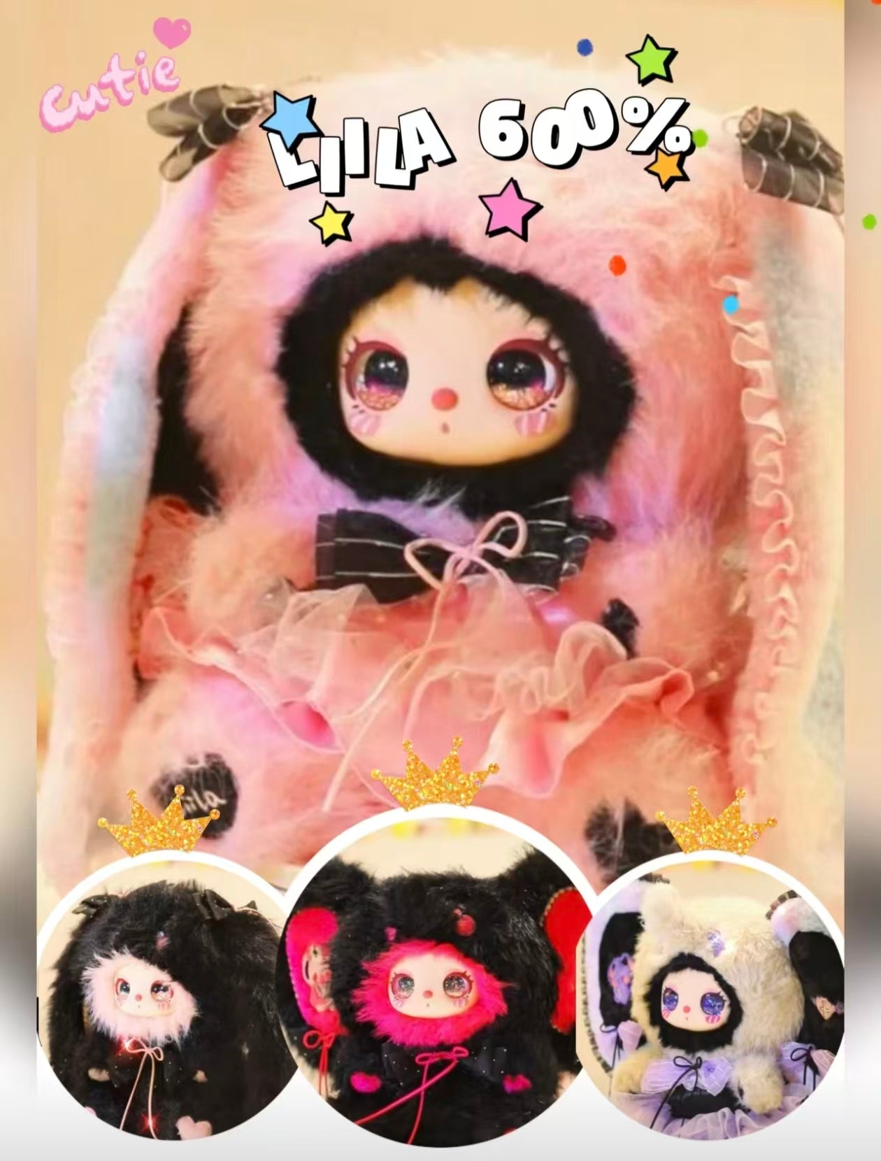 ★Liilaリラ600%V3特別色オイル目 LIILA 600% Large Plush Elephant & Bunny V3 – 36cm Shiny Silver