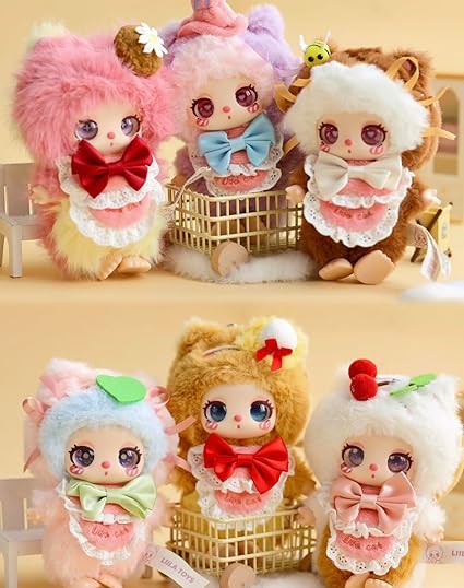 日本国内送料無料｜Liila toys 第4代 スイーツテーマの可愛い小猫｜正規品 スイーツシェフ風×ふわふわ蓬松デザイン＆大きなリボー付き｜全7種（シークレット1種含む） (6個装端盒)