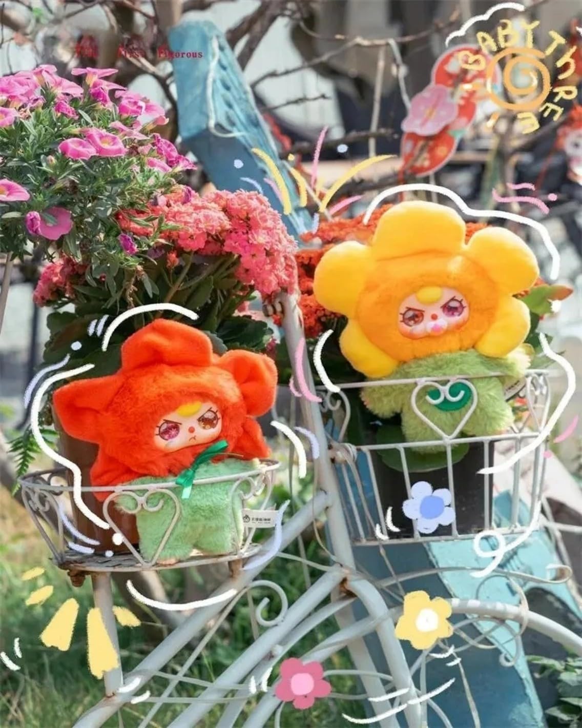 日本国内送料無料｜春天在哪里シリーズ ぬいぐるみ 正規品｜ふわふわ春テーマ＆花・芽・うさ耳デザイン｜動くおめめ＆PVC