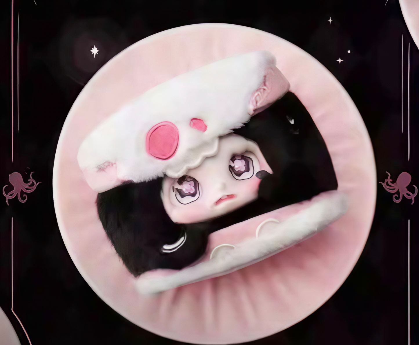 Cino Black Monday Plush Blind Box | Dark-Style Designer Plush Bag Charm | Interchangeable Face & Eye Parts | 6 Regular Designs + 1 Secret