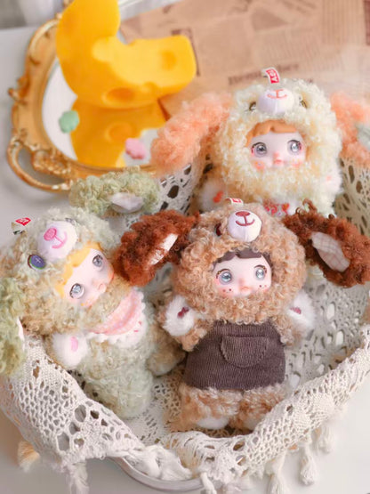 Nommi Puppy Diary Series Plush Mascot & Keychain – Blind Box Collectible Puppy with Interchangeable Eyes