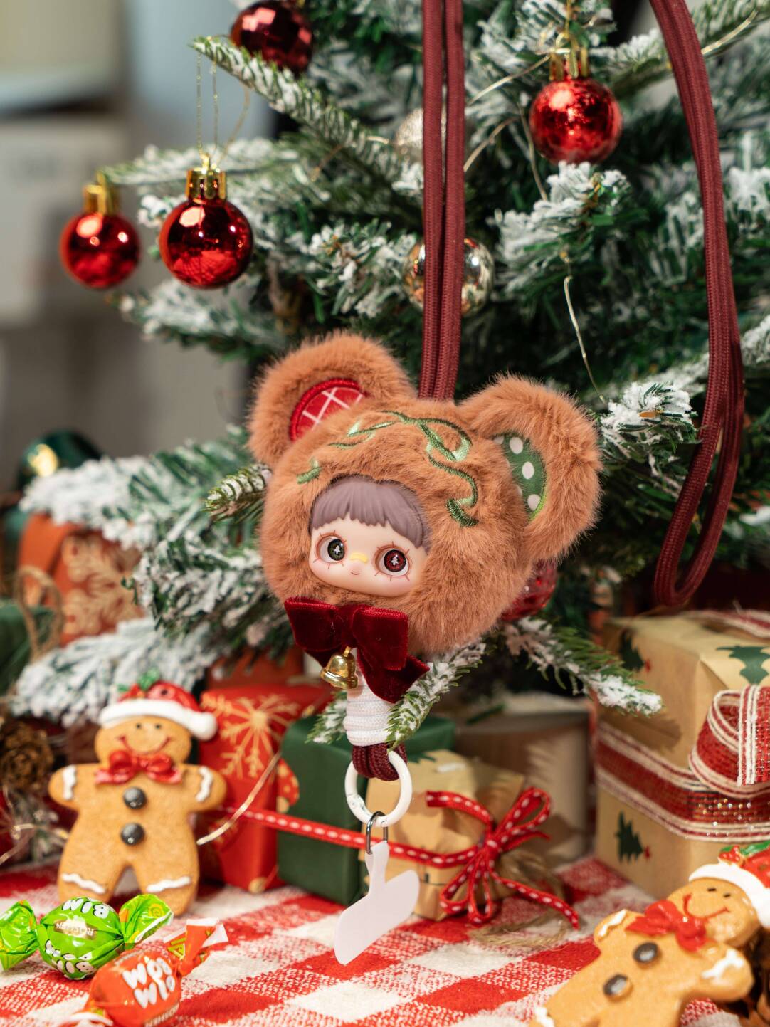 MayMei Lucky Bell Yarn Phone Strap Official Plush Charm with Jingle Bell A Cozy Winter Lucky Mascot for Phone and Bag Accessories Limited Seasonal Gift