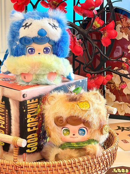 Q Baby Good Fortune Series Designer Blind Box | Lucky Creature Plush & Soft Vinyl Design | Cute Desk Display Collectible | 9 Regular + 1 Small Secret + 1 Large Secret | 1 Random | Official Authentic | Perfect for Christmas & Birthday Gifts