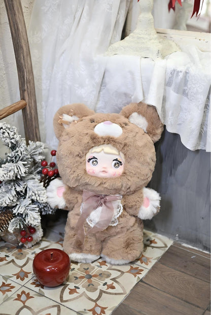 Nommi Sleepy Bear 400% Big Size Poseable Frame Plush Blind Box Collection｜8 Types + Secret｜Pajamas & Sleep Mask Included｜Cute Animal Pajamas｜Random 1 Item