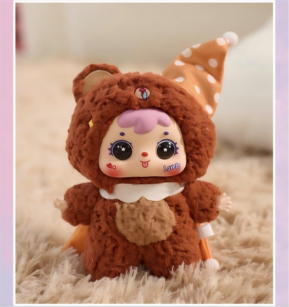 Samuel  Between Dreams Series Blind Box Doll | Animal Pajama Design with Vinyl Face & Plush Fabric | Sparkling Eyes & Dreamy Colors | Sleep-Themed Charm Included | 6 Styles + 1 Secret | Approx. 14cm (1 Random Piece)