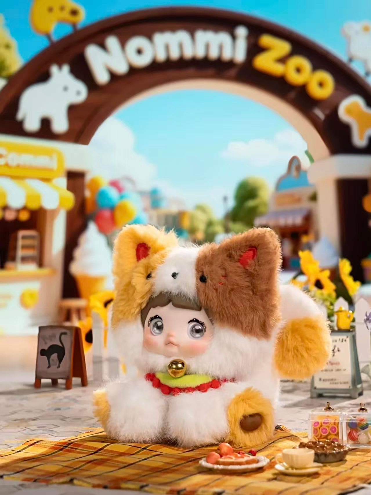 Nommi Sitting Zoo Plush Keychain Blind Box | 14cm Fluffy Mascot with 360° Rotating Eyes, Designer Bag Charm (6 Designs + 1 Secret)