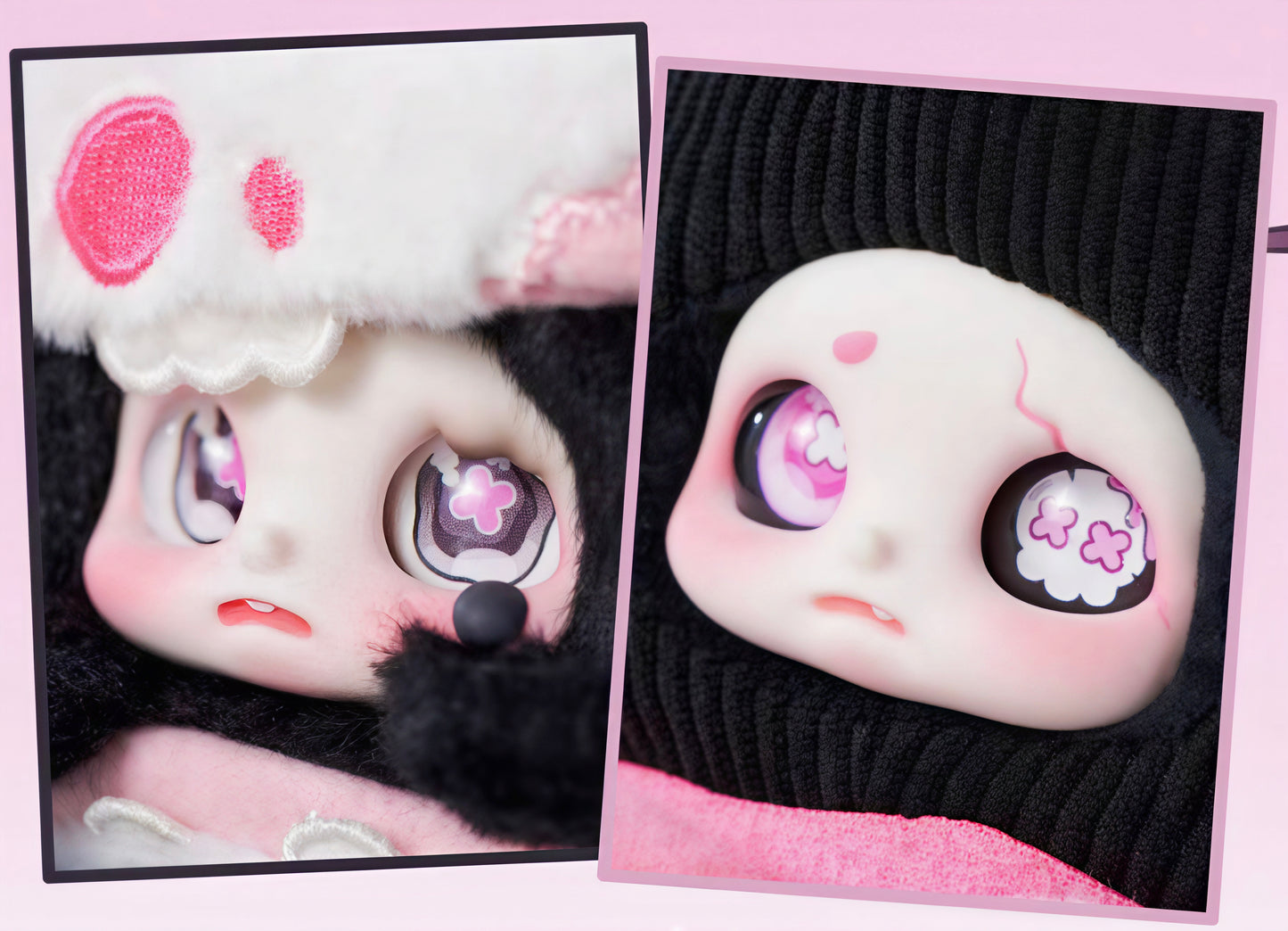 Cino Black Monday Plush Blind Box | Dark-Style Designer Plush Bag Charm | Interchangeable Face & Eye Parts | 6 Regular Designs + 1 Secret