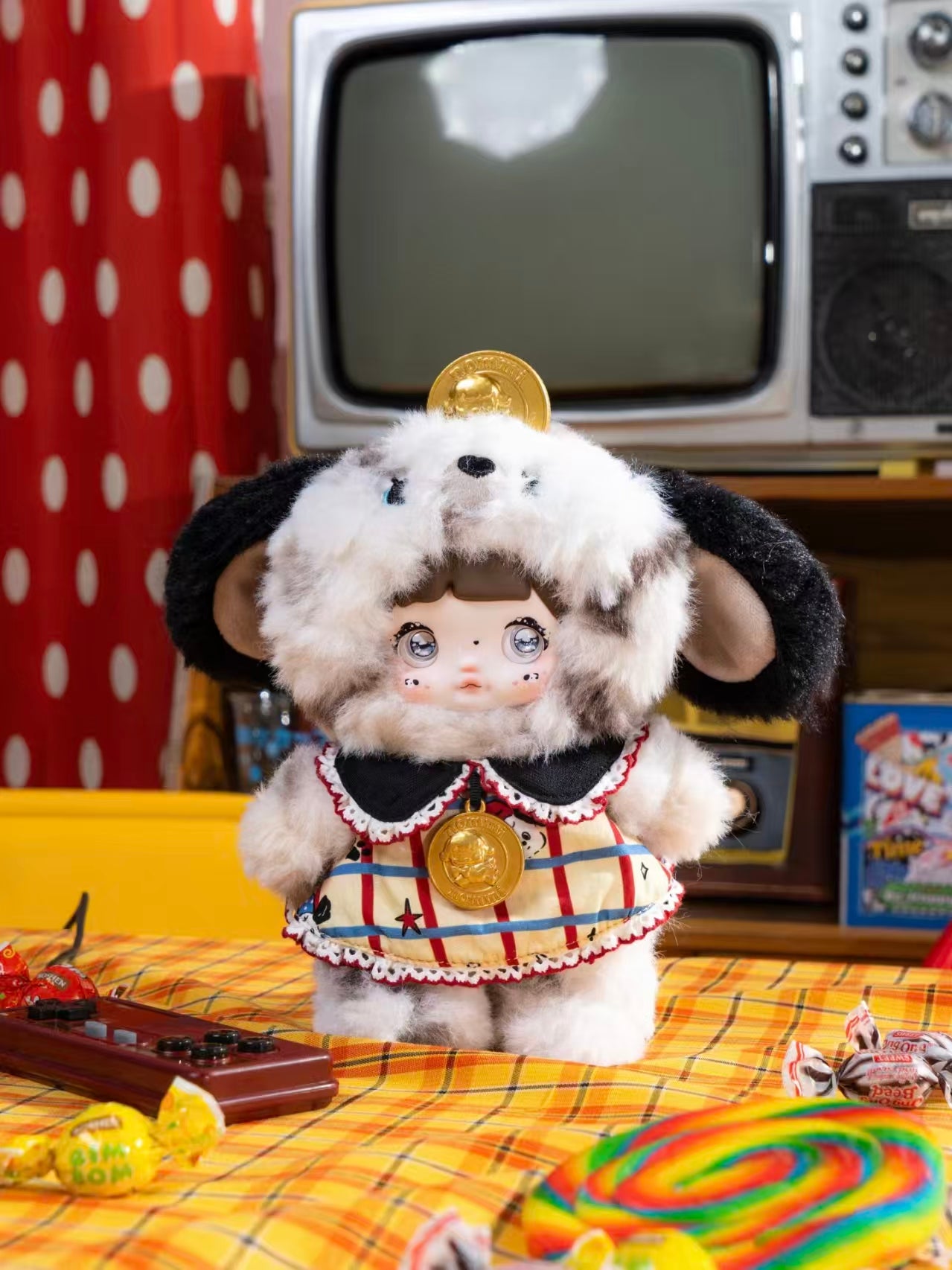 NOMMI Childhood Series Plush Blind Box Designer Toy | Collectible Plush Doll with Interchangeable Eyes, Movable Legs, Removable Outfit, Sitting Pose, Random Blind Box Gift