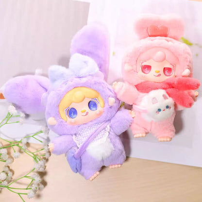 Discover the YOOKI Warm Bunny Series blind box plush keychain. 6 adorable bunny designs plus a rare secret edition, made with ultra-soft plush and detailed outfits. Perfect for collectors and gifts.