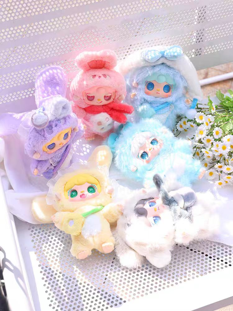Discover the YOOKI Warm Bunny Series blind box plush keychain. 6 adorable bunny designs plus a rare secret edition, made with ultra-soft plush and detailed outfits. Perfect for collectors and gifts.