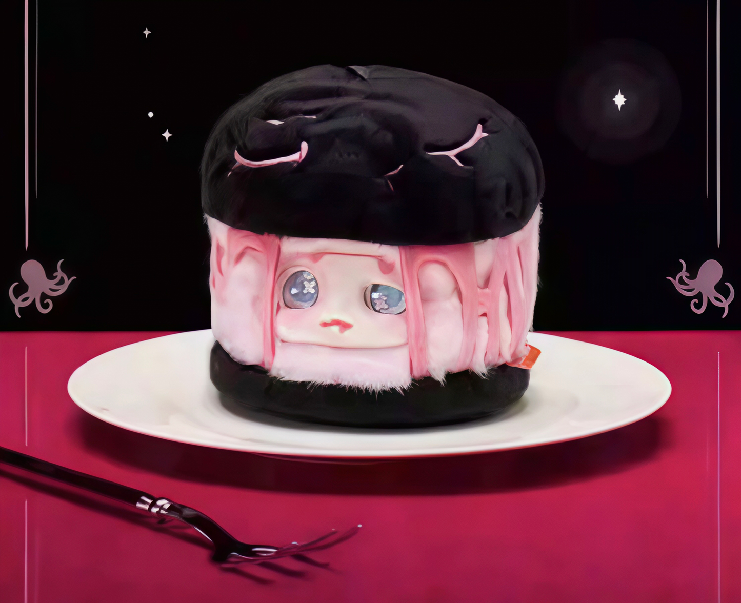 Cino Black Monday Plush Blind Box | Dark-Style Designer Plush Bag Charm | Interchangeable Face & Eye Parts | 6 Regular Designs + 1 Secret