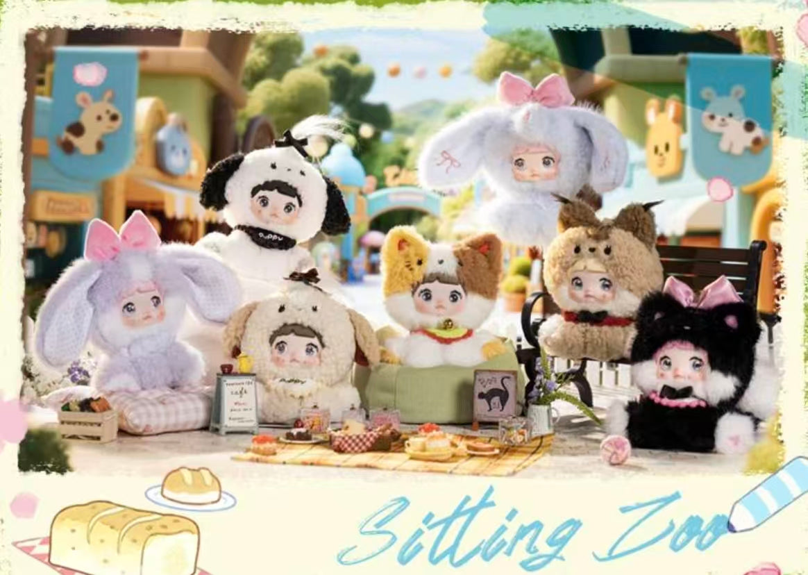 Nommi Sitting Zoo Plush Keychain Blind Box | 14cm Fluffy Mascot