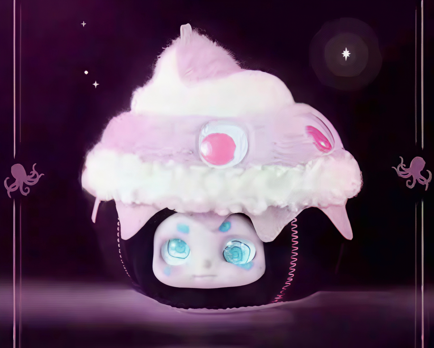 Cino Black Monday Plush Blind Box | Dark-Style Designer Plush Bag Charm | Interchangeable Face & Eye Parts | 6 Regular Designs + 1 Secret