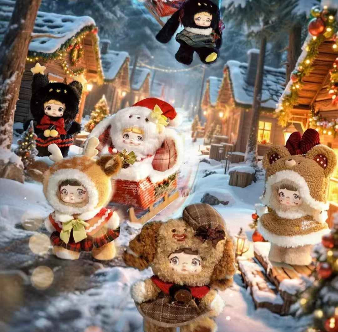 Nommi “Magical Christmas Night” Plush Doll | 20–24cm Soft Holiday Plush with 3 Interchangeable Eye Parts | Cozy Designer Gift