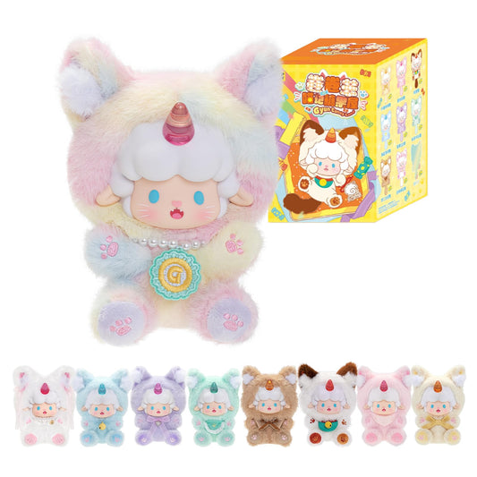 JuanJuan Sheep Meow Diary Candy House Blind Box | Fluffy Plush Keychain Charm with 3D Face | Random 1pc | 14–15cm | 8 Regular + 1 Secret | Official Genuine Collectible Desk Decor Christmas/Birthday Gift