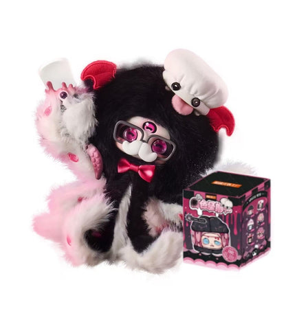 Cino Black Monday Plush Blind Box | Dark-Style Designer Plush Bag Charm | Interchangeable Face & Eye Parts | 6 Regular Designs + 1 Secret