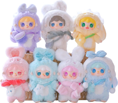 Discover the YOOKI Warm Bunny Series blind box plush keychain. 6 adorable bunny designs plus a rare secret edition, made with ultra-soft plush and detailed outfits. Perfect for collectors and gifts.