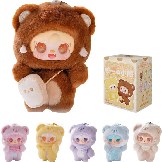 Yooki Bite-Me Bear Plush Blind Box – 10cm Plush Mascot, Random 1 of 8 Designs, Collectible Desk Decor