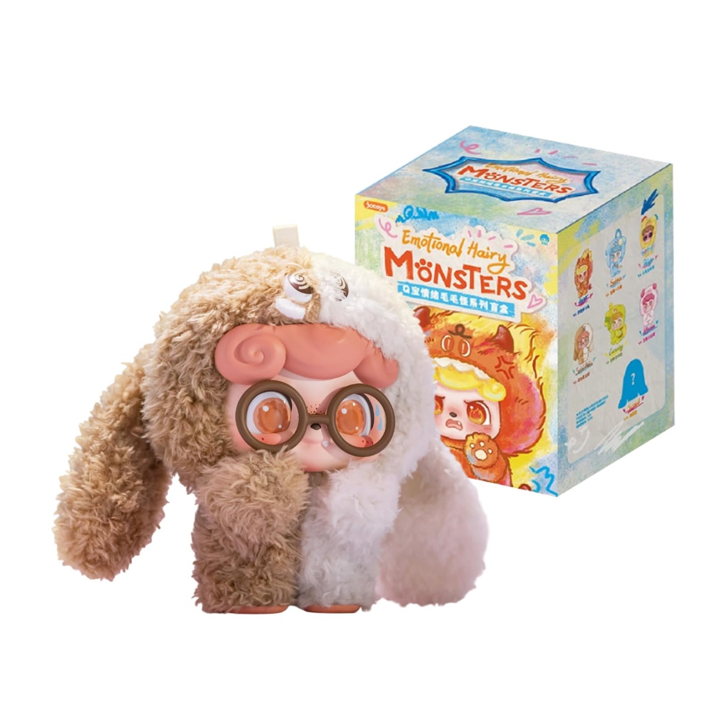 Q.Kid Emotion Monster Plush Keychain Blind Box | Fluffy Plush × PVC Face Cute Mascot | 6 Designs + Secret | Authentic Chinese Designer Toy